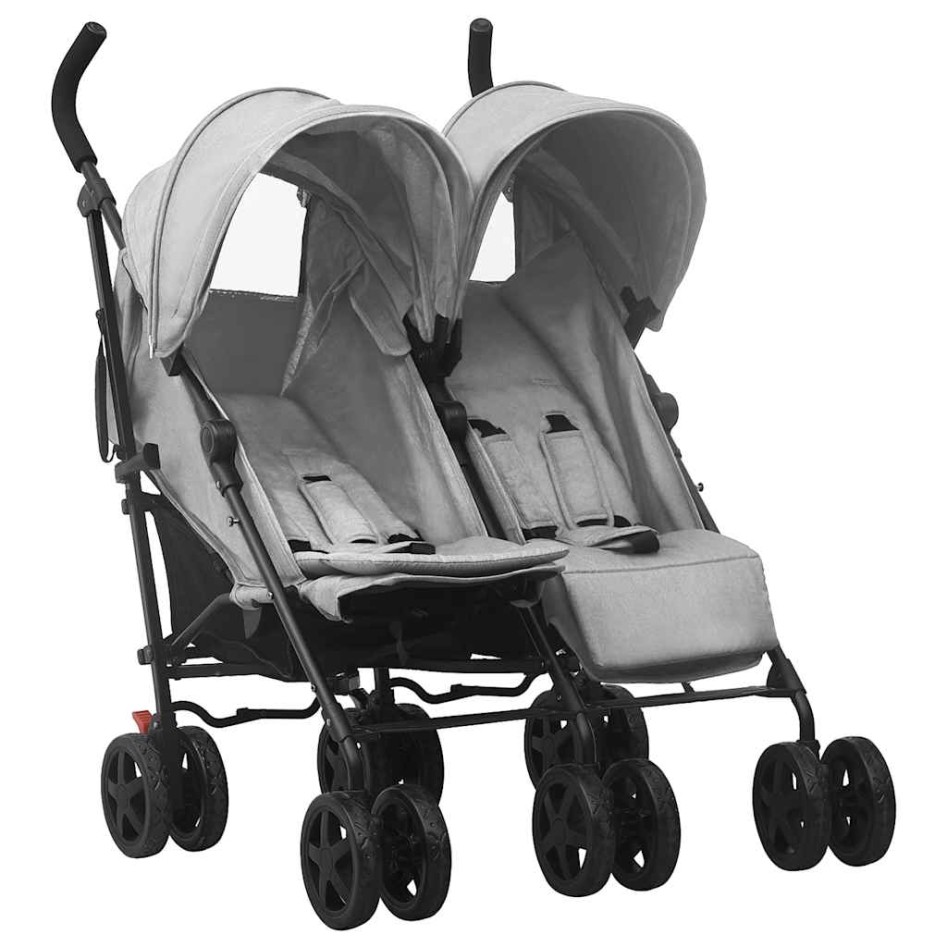 Carrito para gemelos de acero gris