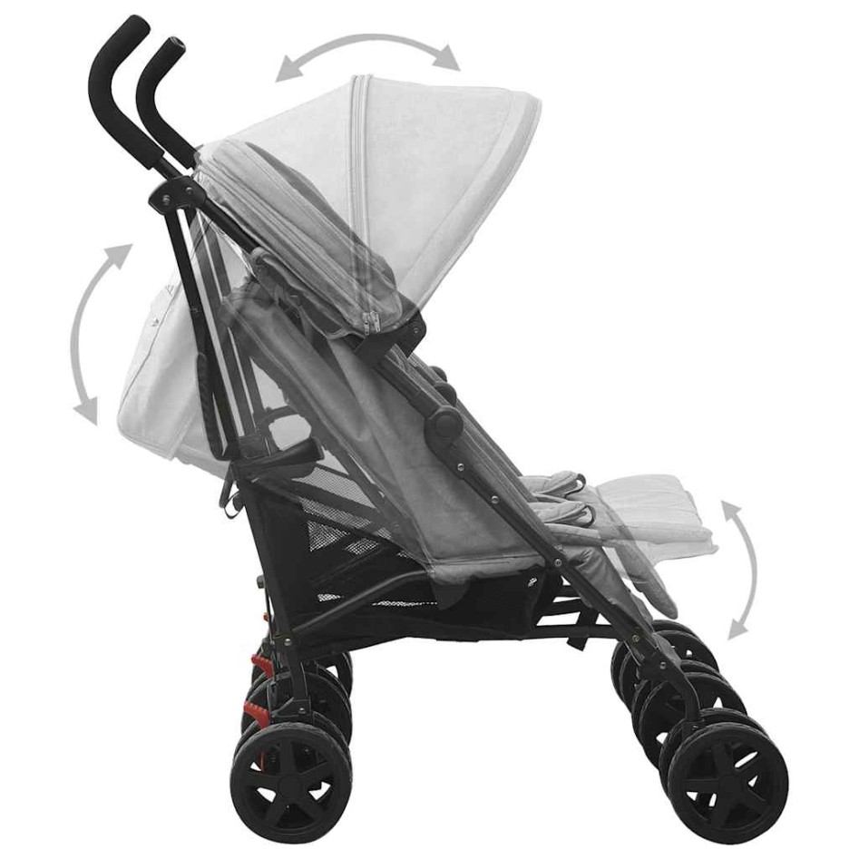 Carrito para gemelos de acero gris