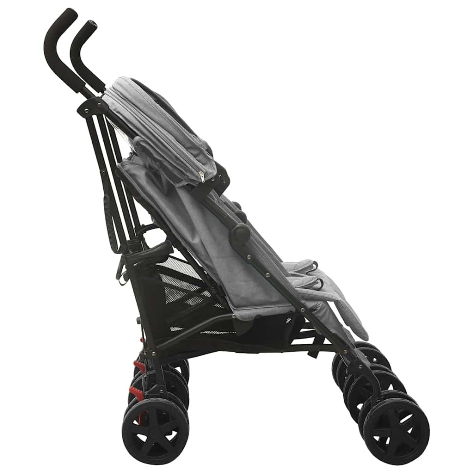 Carrito para gemelos de acero gris