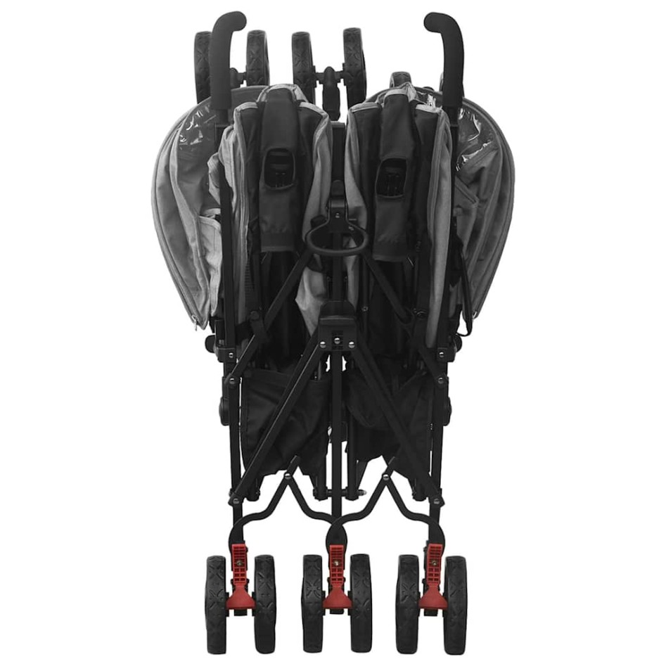 Carrito para gemelos de acero gris