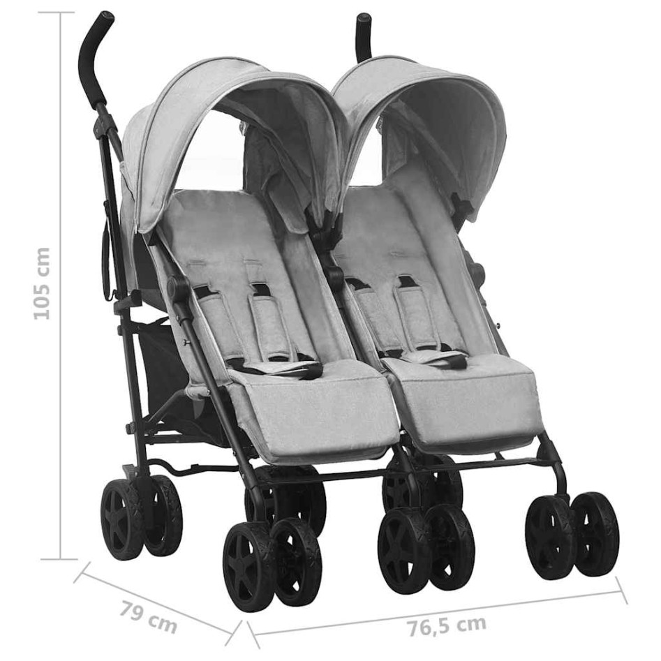 Carrito para gemelos de acero gris