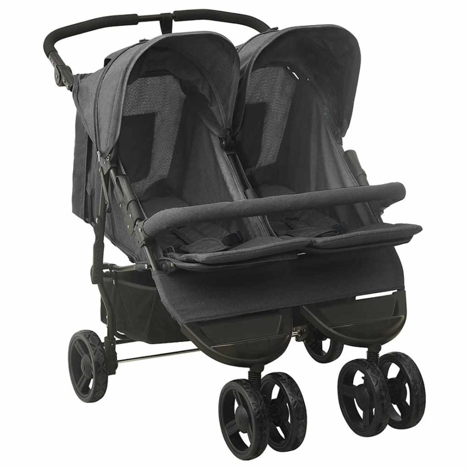 Carrito para gemelos de acero gris