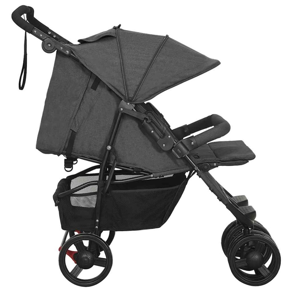 Carrito para gemelos de acero gris