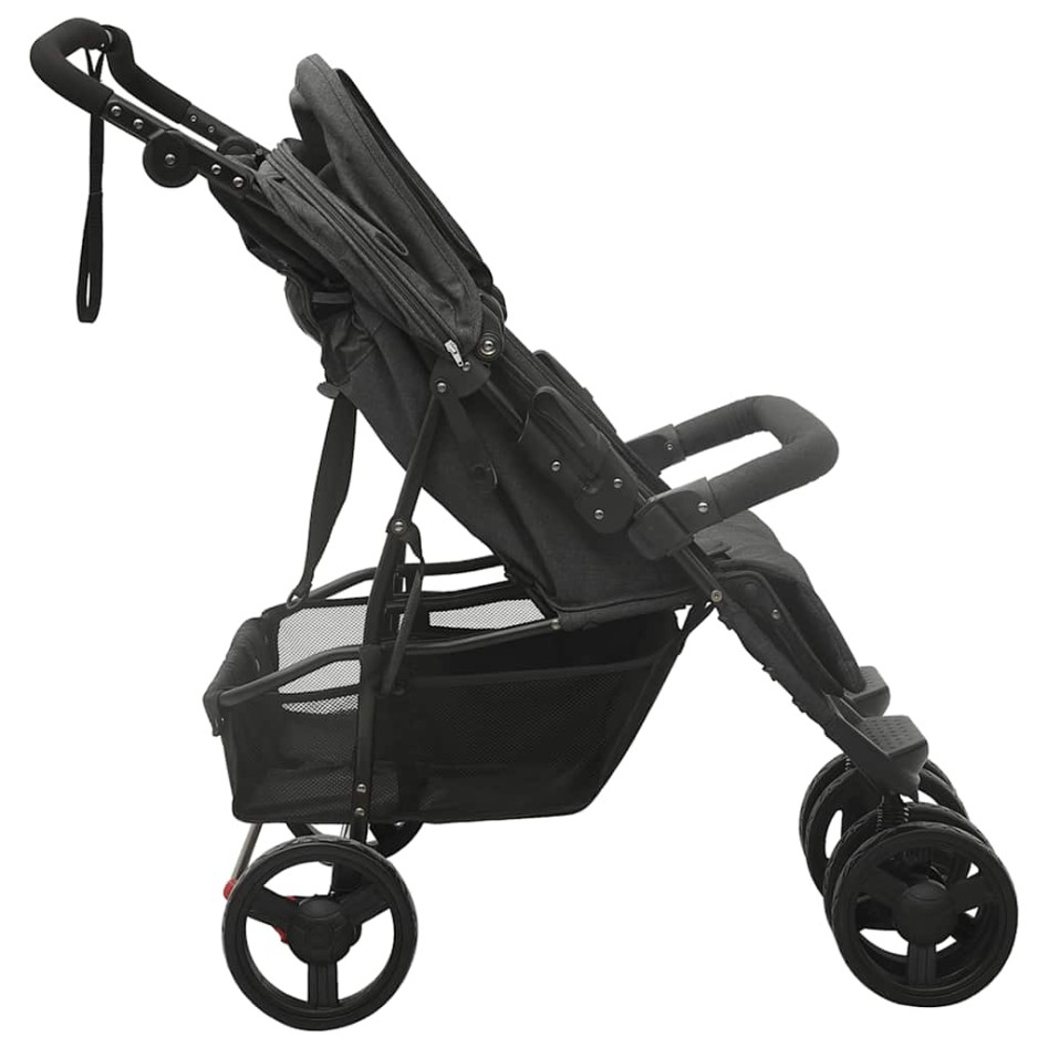 Carrito para gemelos de acero gris