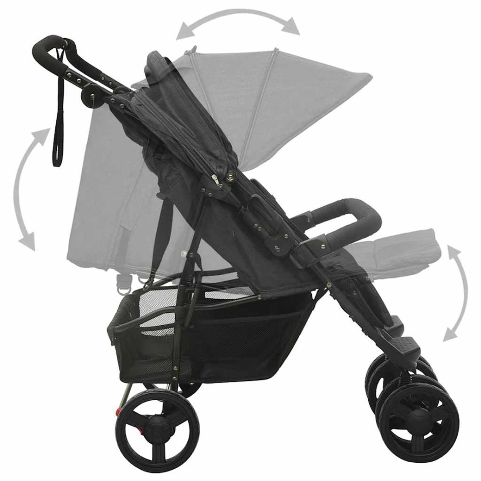 Carrito para gemelos de acero gris
