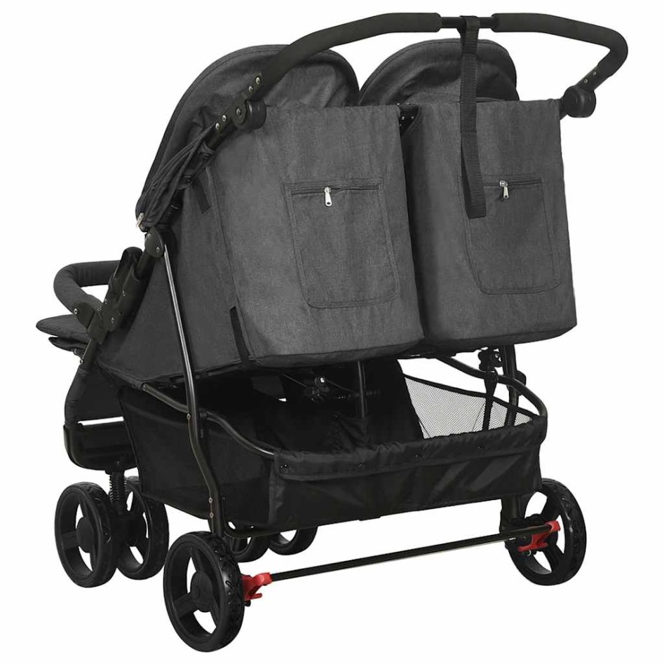 Carrito para gemelos de acero gris