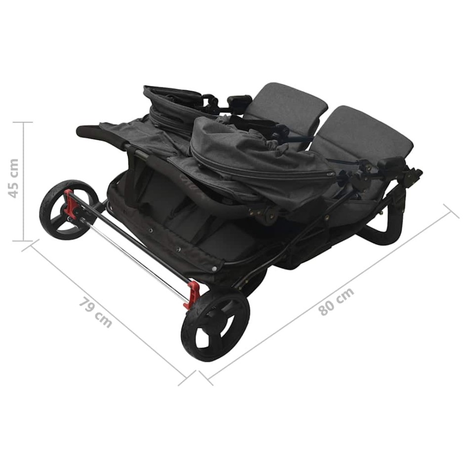 Carrito para gemelos de acero gris