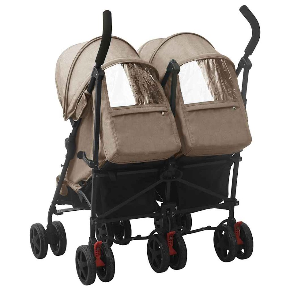Carrito para gemelos de acero gris