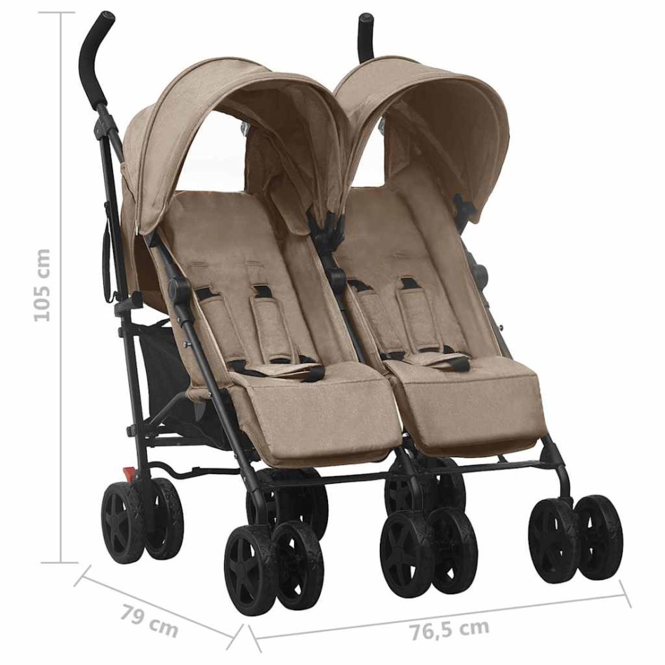 Carrito para gemelos de acero gris