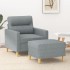 Sillón con taburete tela gris claro 60