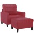 Sillón con taburete cuero sintético rojo tinto 60