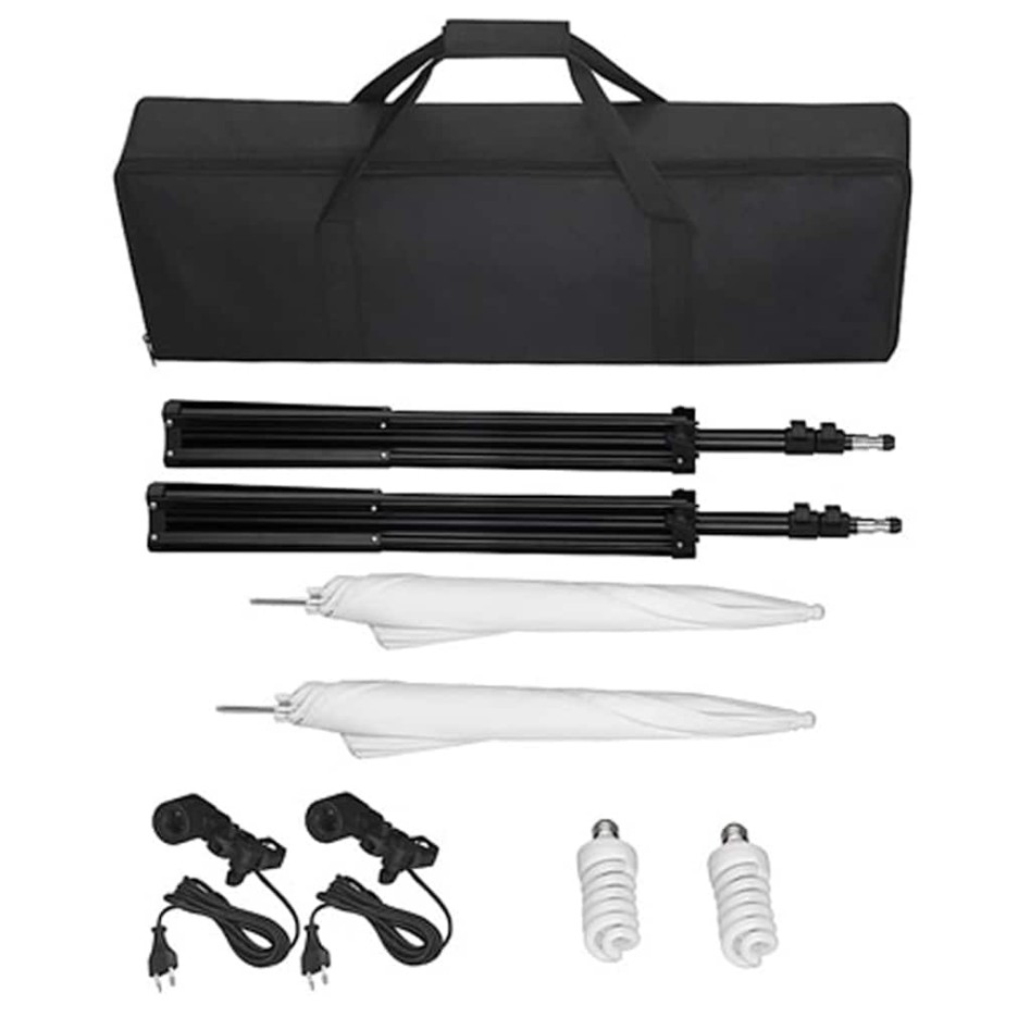 Kit de estudio fotográfico telón fondo negro 600x300 cm y