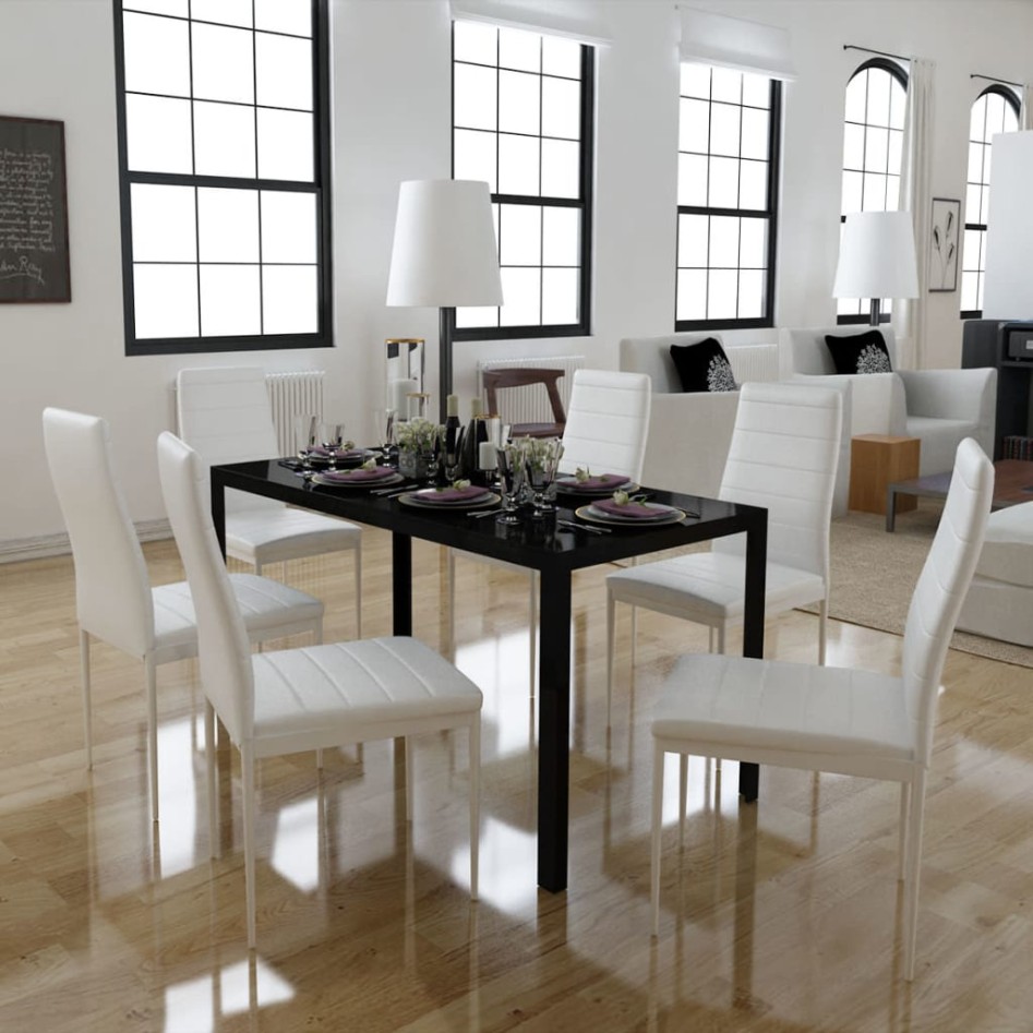 Conjunto de mesa de comedor 7 piezas blanco y