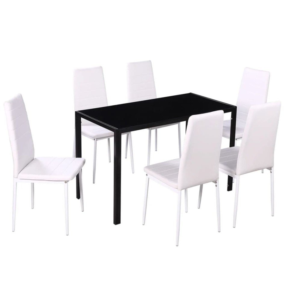 Conjunto de mesa de comedor 7 piezas blanco y