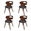 Sillas de comedor 4 uds madera curvada piel sintética marrón