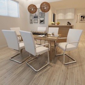 Sillas de comedor voladizas 6 unidades de tela