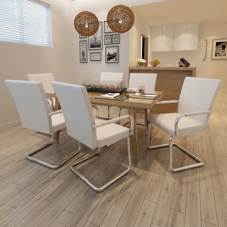 Sillas de comedor voladizas 6 unidades de tela