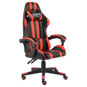 Silla gaming de cuero sintético negro y