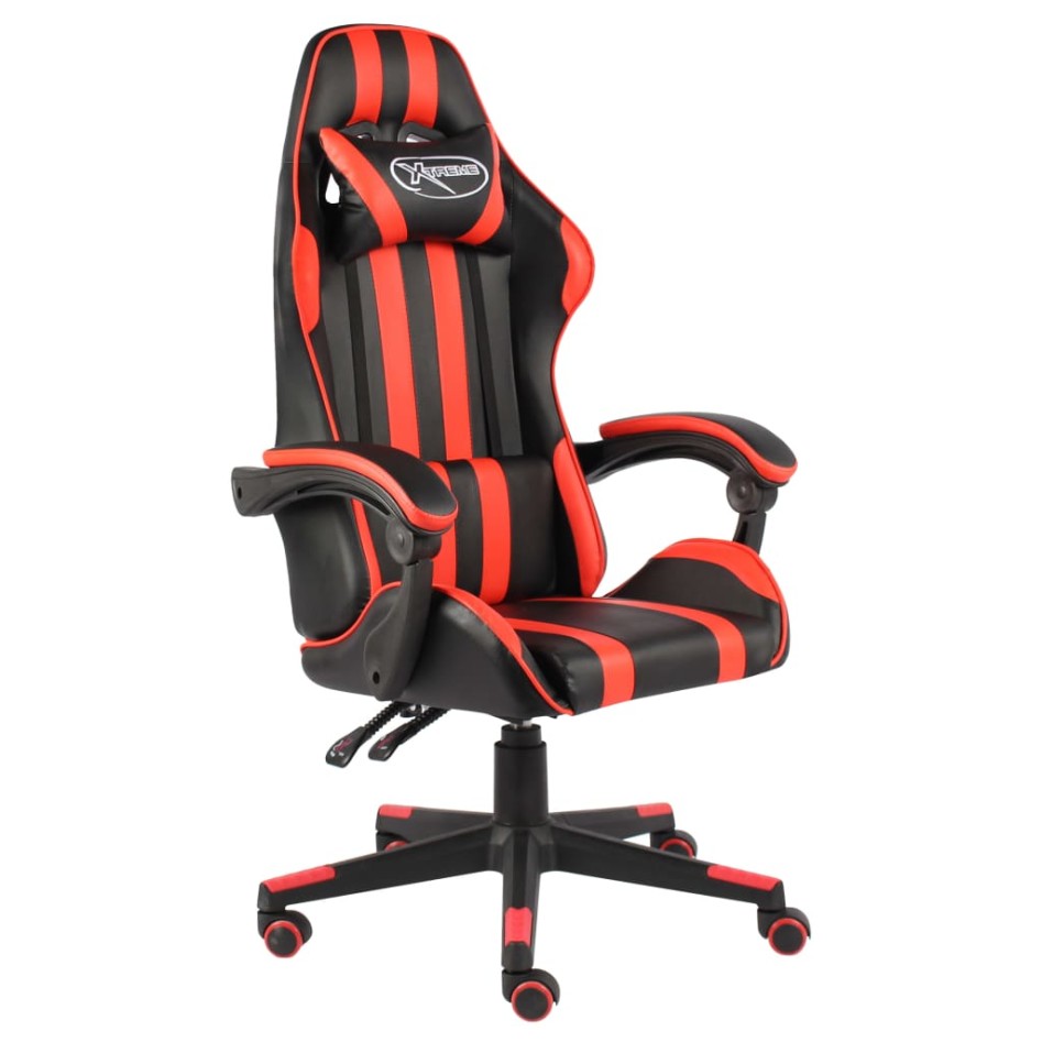 Silla gaming de cuero sintético negro y