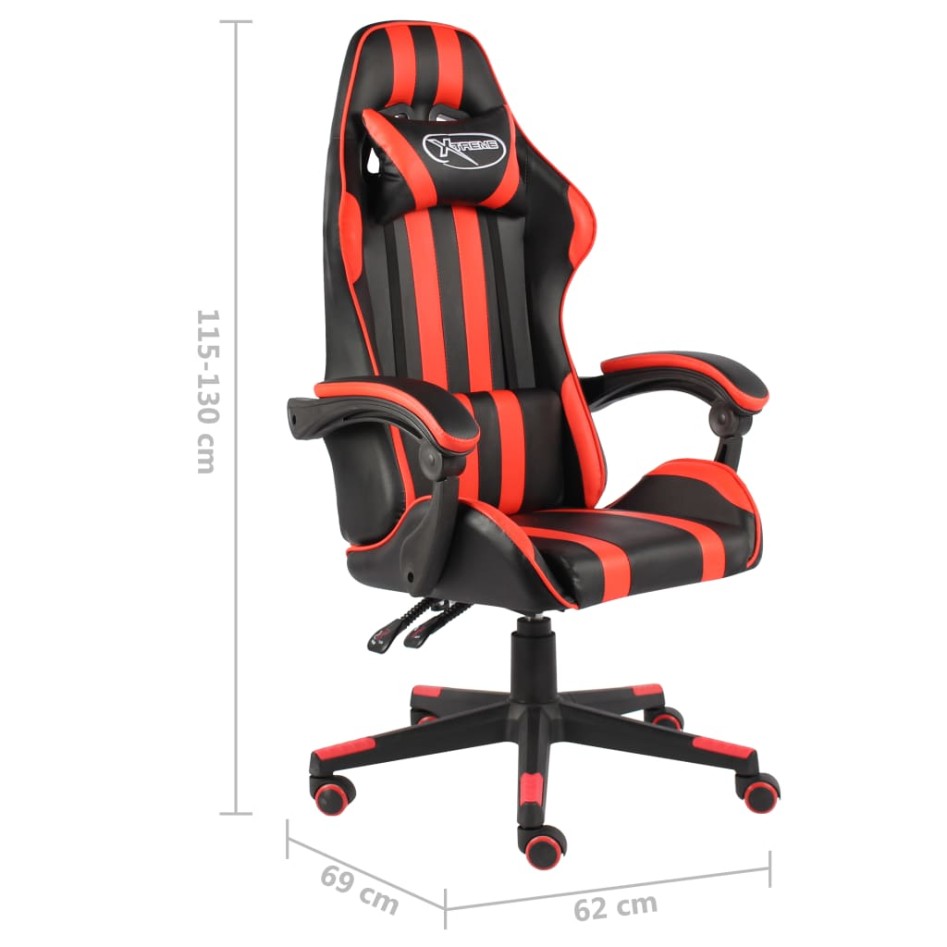 Silla gaming de cuero sintético negro y