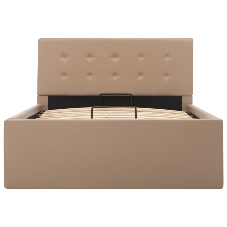 Cama canapé hidráulica cuero sintético capuchino 100x200