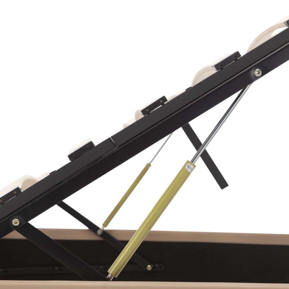 Cama canapé hidráulica cuero sintético capuchino 100x200