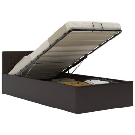 Cama canapé hidráulica cuero sintético gris 90x200