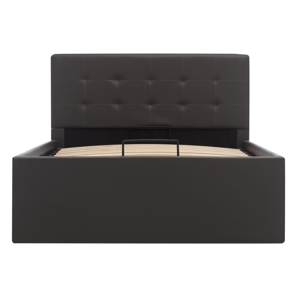 Cama canapé hidráulica cuero sintético gris 90x200