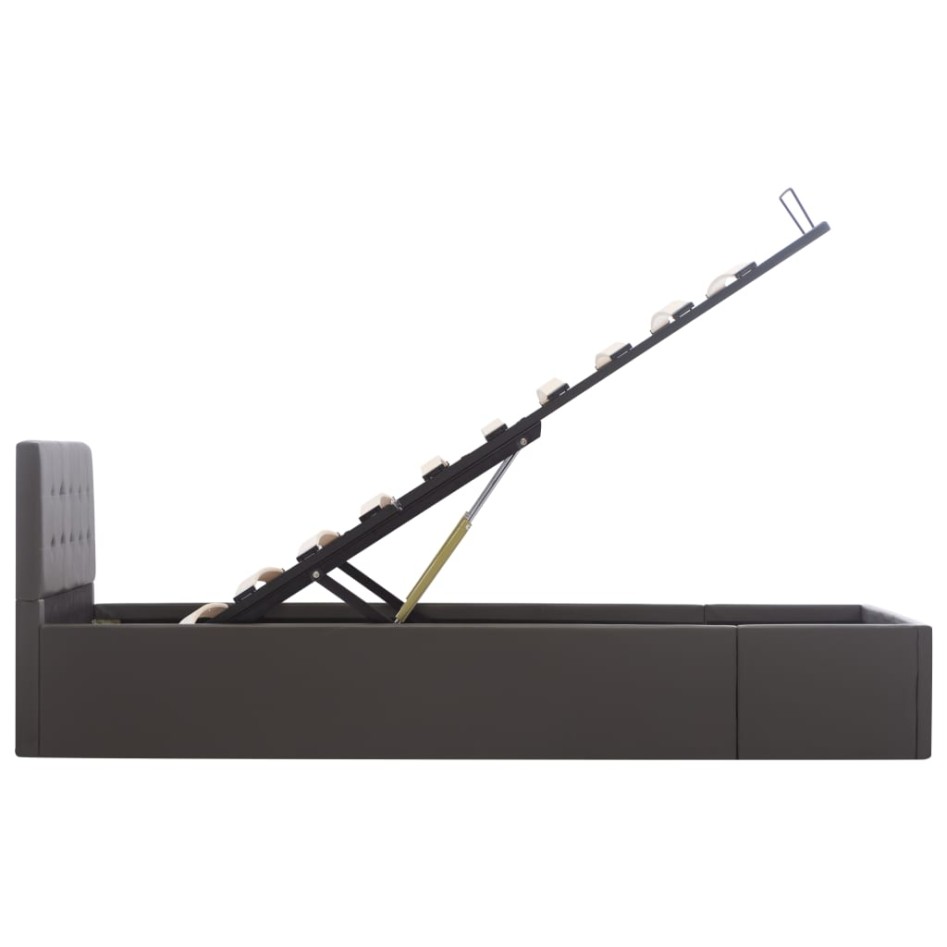 Cama canapé hidráulica cuero sintético gris 90x200