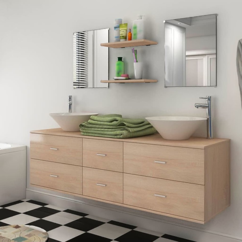 Conjunto de muebles de baño y lavabo 7 piezas