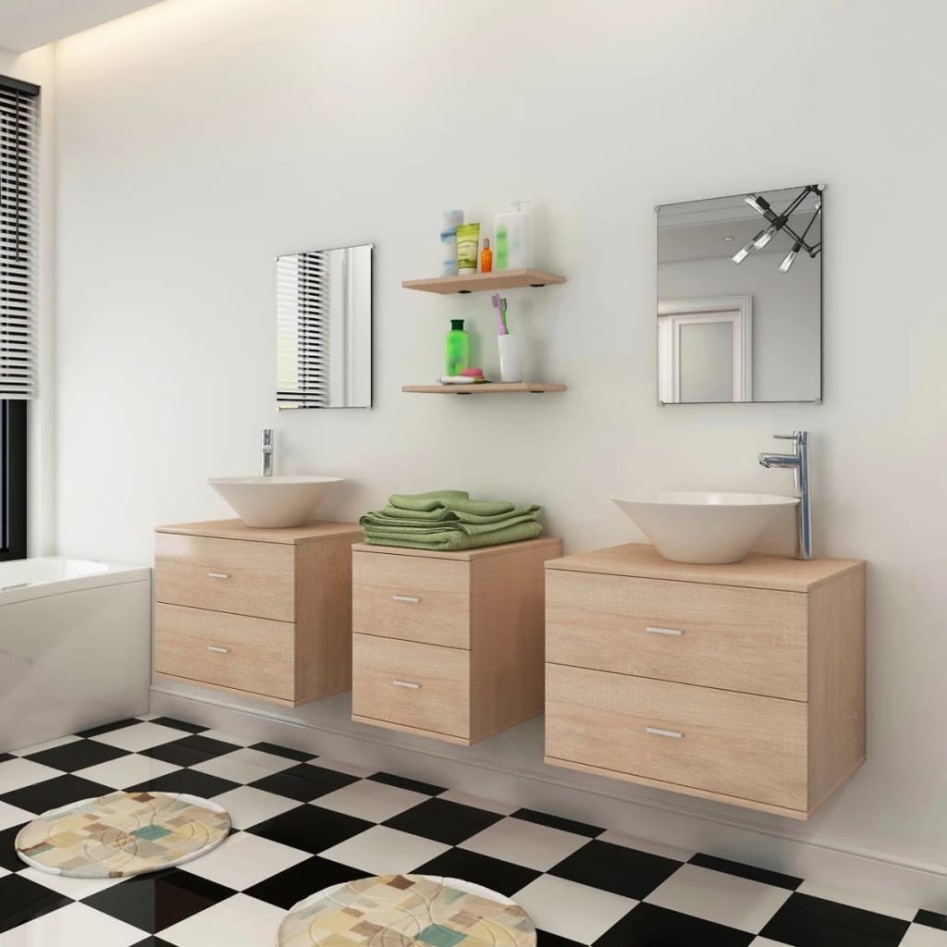Conjunto de muebles de baño y lavabo 7 piezas