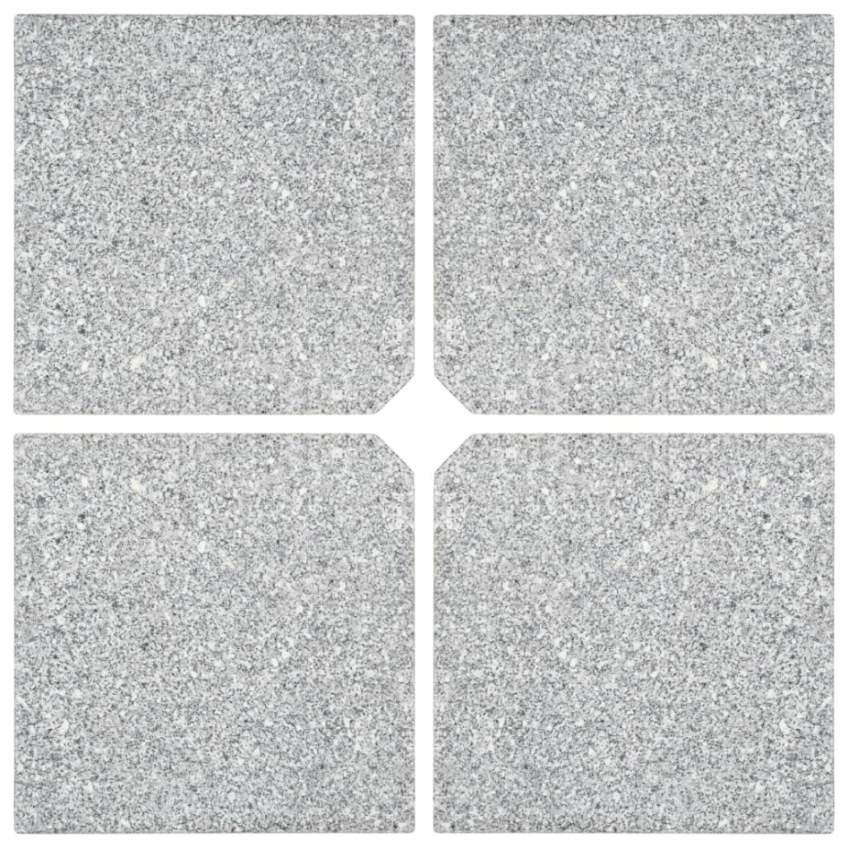 Placa de peso para sombrilla 4 uds granito gris cuadrada