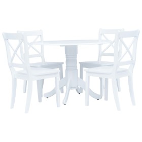 Conjunto de comedor 5 piezas madera maciza de caucho