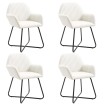 Sillas de comedor 4 unidades tela color crema