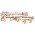 Muebles de palets de jardín con cojines arena 4 piezas