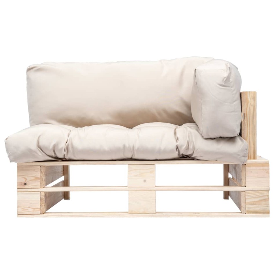 Sofá de jardín de palets con cojines color arena madera de