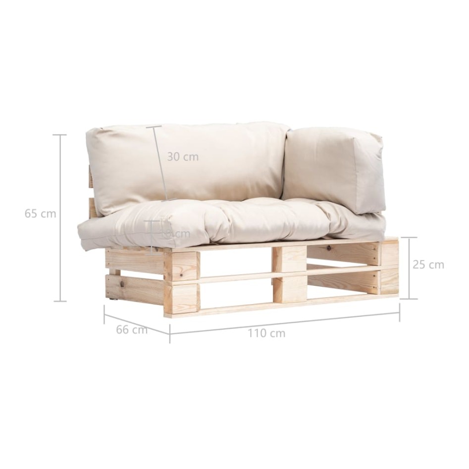 Sofá de jardín de palets con cojines color arena madera de
