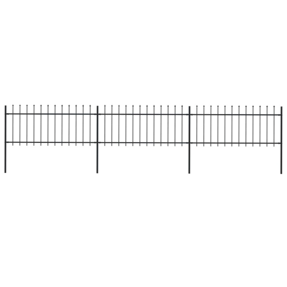 Valla de jardín con puntas de lanza acero negro 5,1x0,8