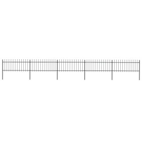 Valla de jardín con puntas de lanza acero negro 8,5x0,8