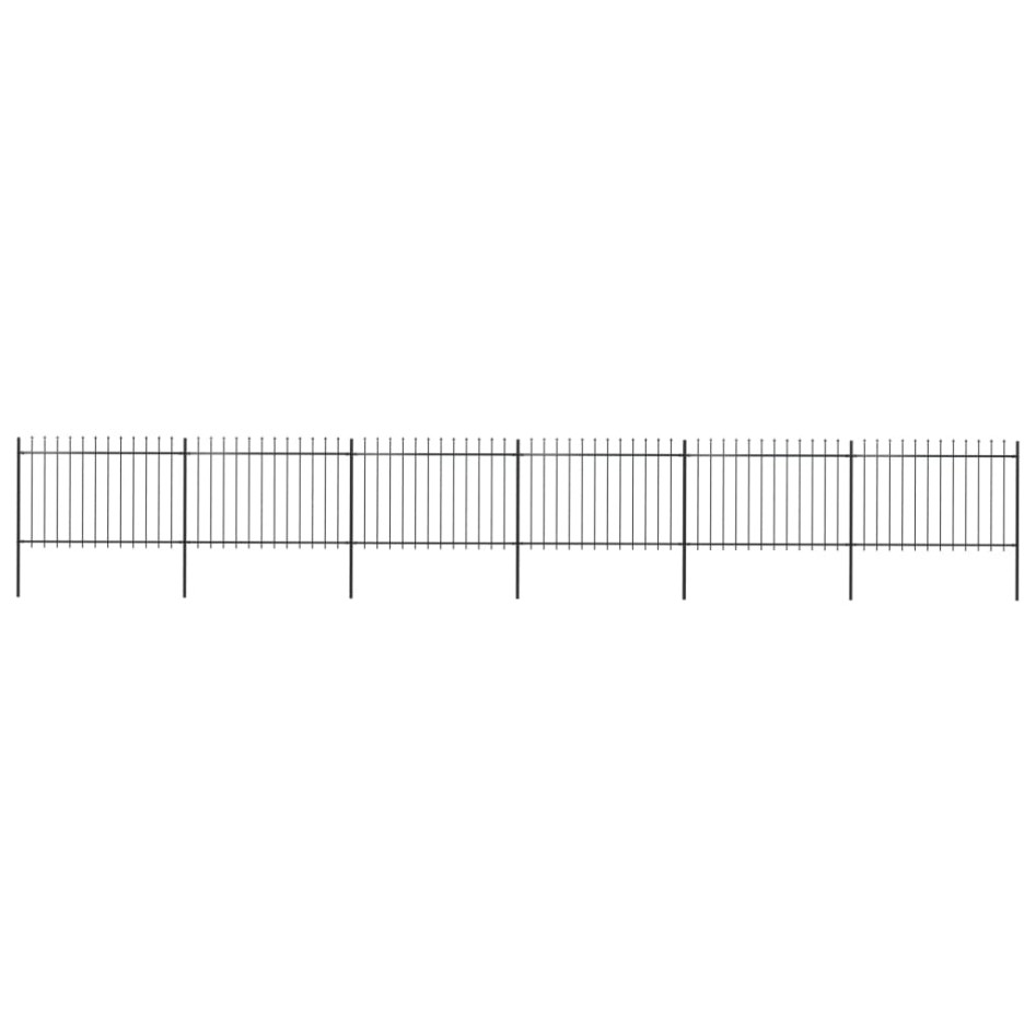 Valla de jardín con puntas de lanza acero negro 10,2x1,2