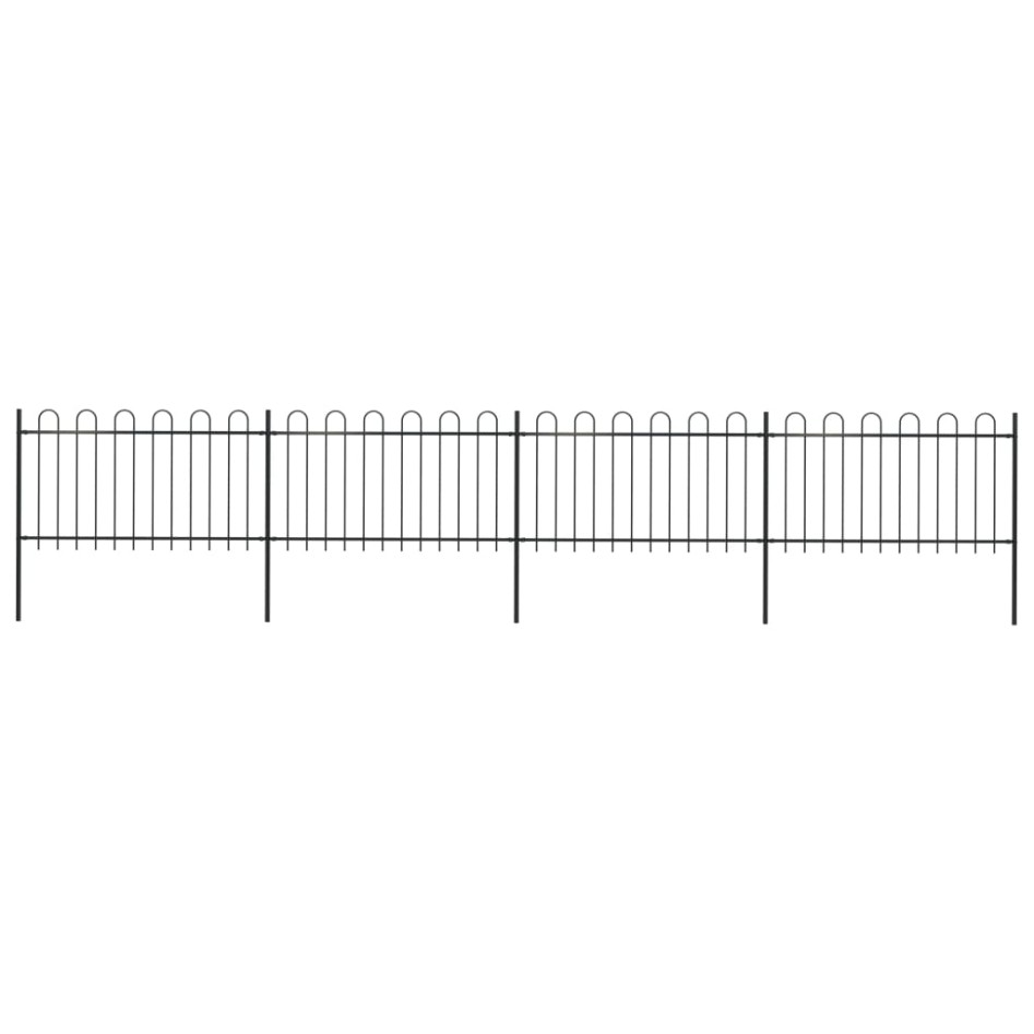 Valla de jardín con puntas de aro acero negro 6,8x1