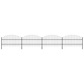 Valla de jardín con puntas de lanza acero negro (0,75-1)x6,8