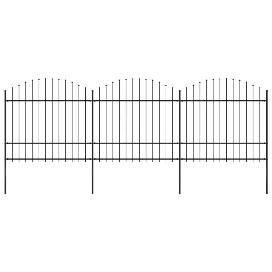 Valla de jardín con puntas de lanza acero negro