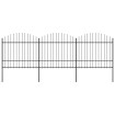 Valla de jardín con puntas de lanza acero negro (1,5-1,75)x5,1m