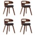 Sillas de comedor 4 unidades madera curvada y tela gris