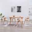 Sillas de comedor 4 uds madera curvada y cuero sintético crema