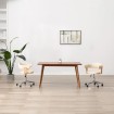 Silla de comedor giratoria madera curvada cuero sintético crema