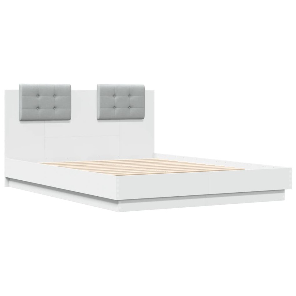 Estructura de cama con cabecero y luces LED blanco 120x190