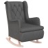 Sillón con patas mecedoras madera caucho terciopelo gris