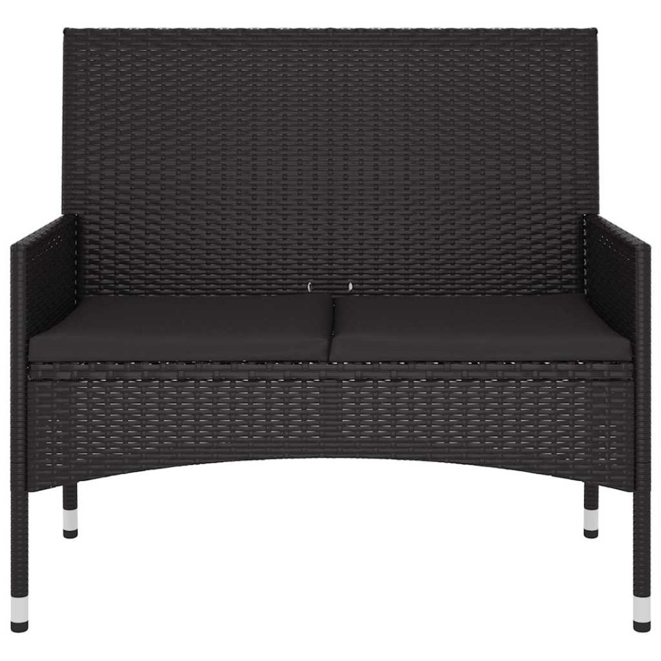 Banco de jardín de 2 plazas con cojines ratán sintético